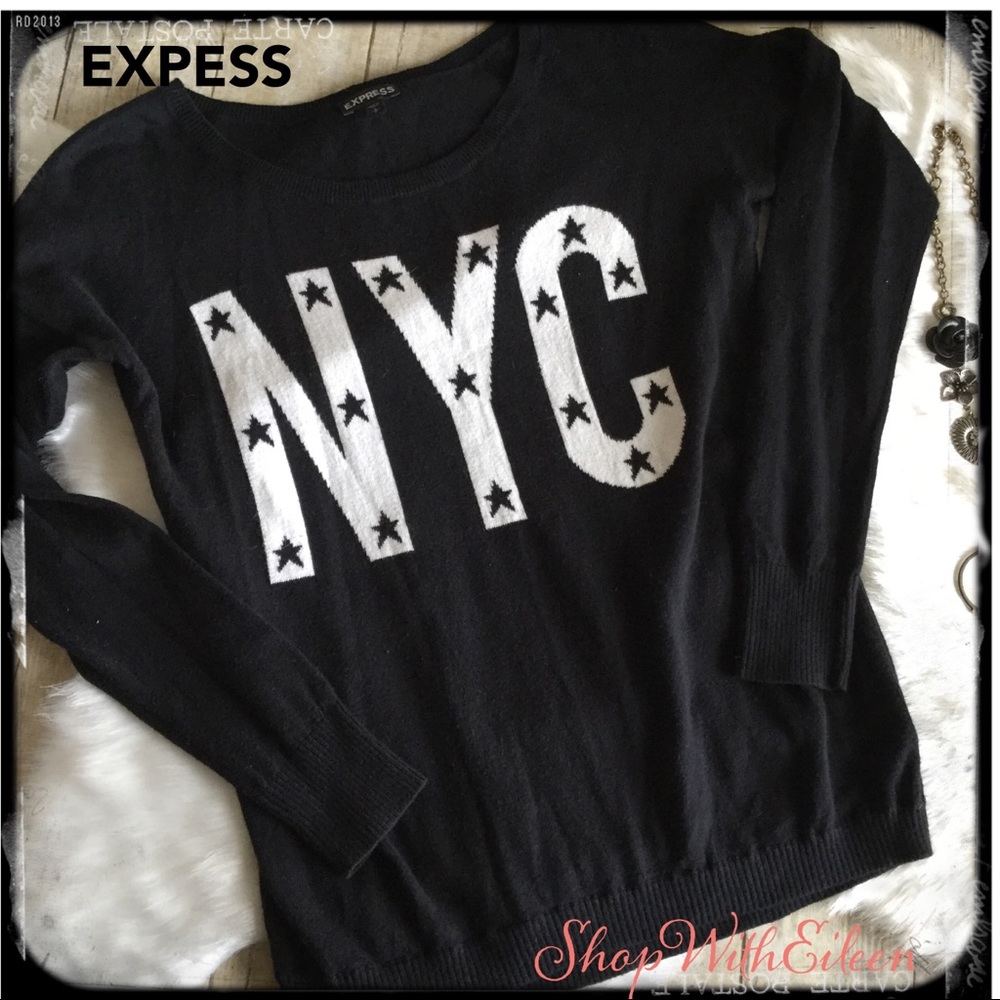 EXPRESS NYC Star Black & White Sweater New York City